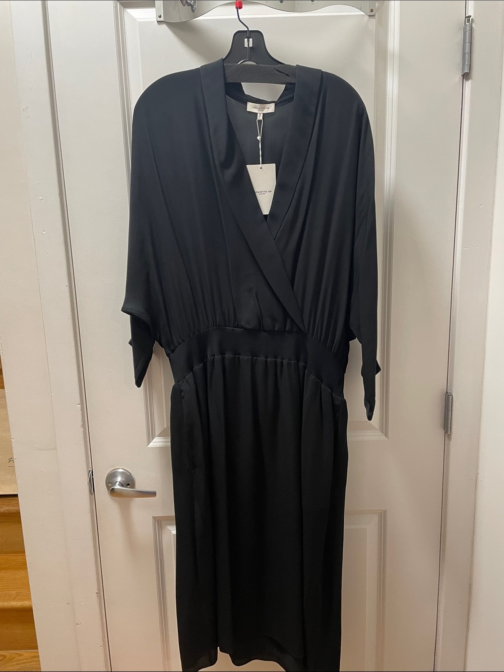 Lafayette 148 New York Black Draped Midi Dress